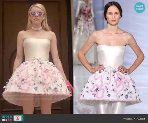 Girly Vintage Outfits, Strapless Dress Outfit, Scream Queens Chanel, Queens Outfits, Scream Queens Fashion, Scream Outfits, Actress Style, Chanel Oberlin, Kawaii Princess