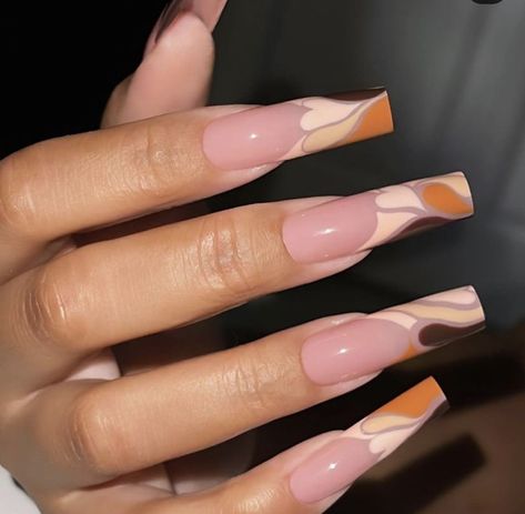 Peach Acrylic Nails, Graffiti Nails, Brown Nails Design, Acrylic Nail Shapes, Acrylic Toe Nails, Short Gel Nails, Winter Nails Acrylic, Polygel Nails, Her Nails