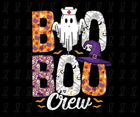 Halloween Black Crew Neck Sublimation Design, Boo Boo Crew Nurse, Boo Boo Crew Nurse Svg, Spooky Crew Neck T-shirt With Sublimation Print, Boo Boo Crew, Funny Nurse, Boo Crew, Ghost Png, Nurse Png