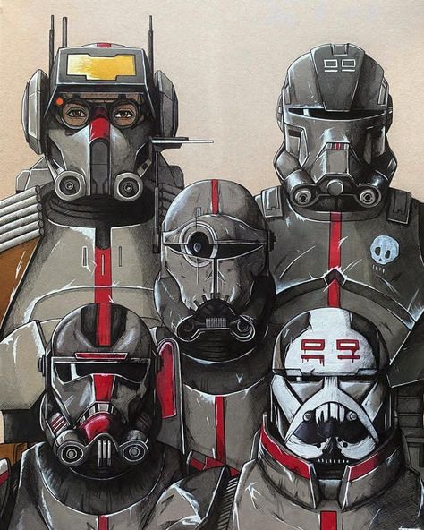 Bad Batch Art, Commando Special Forces, Clone Force 99, Clone Commandos, The Bad Batch, Star Wars Background, Star Wars Trooper, Star Wars Characters Pictures, Star Wars Drawings