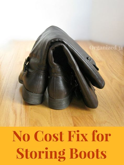 No Cost Fix for Storing Boots - Organized 31 Storing Boots, Hang Sweaters, Sweater Organization, Domestic Engineer, Organizing Your Closet, Boot Organization, Boot Storage, How To Store, Container Store