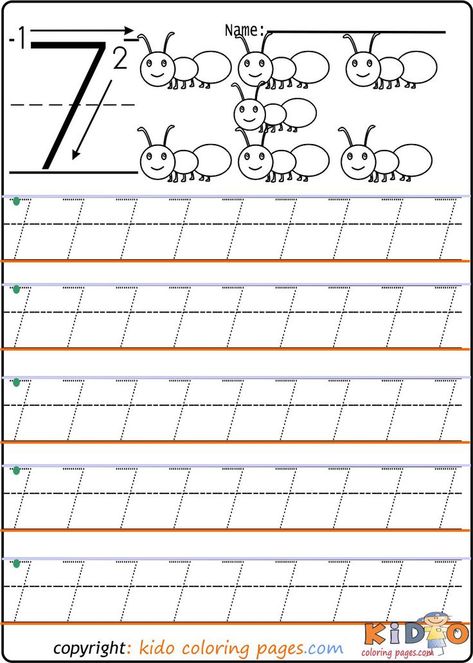 Number 7 Worksheet Trace E56 Number 7 Worksheet, Tracing Worksheets For Kindergarten, Number Tracing Worksheets, Preschool Numbers, Letter A Coloring Pages, Basic Sight Words, Tracing Numbers, 20 Number, Handwriting Practice Worksheets