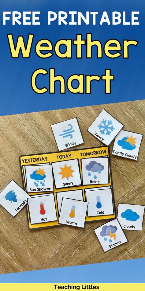 Preschool Weather Theme Free Printables, Weather Calendar Printable, Free Weather Chart Printable, Weather Calendar Preschool, Weather Station Dramatic Play Free Printables, Free Printable Weather Chart Preschool, Weather Pictures For Kids Free Printable, Weather Matching Game Free Printable, Weather Cards Free Printable