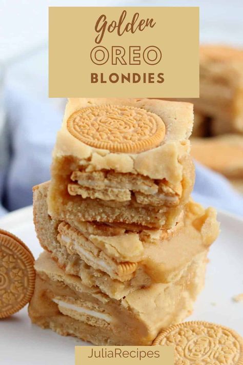 Golden Oreo Desserts Easy Recipes, Golden Oreos Desserts, Golden Oreo Desserts, Golden Oreo Recipes, Oreo Recipes Easy, Oreo Blondies, Oreo Dessert Easy, Vanilla Oreo, Oreo Treats