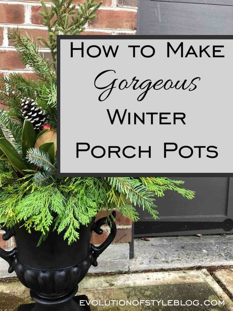 Winter Porch Pots, Porch Pots, Outdoor Christmas Planters, Christmas Urns, Holiday Planter, Winter Planter, Porch Flowers, Porch Planters, Christmas Pots