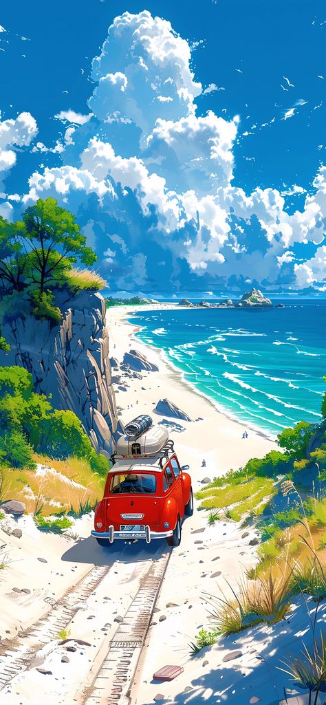 Mobile Wallpapers Aesthetic, Beach Iphone Wallpaper, Artistic Wallpaper, Dreamy Artwork, Ghibli Artwork, Art Gallery Wallpaper, Cool Wallpapers Art, Beautiful Landscape Wallpaper, Fantasy Art Landscapes