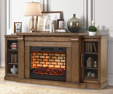 Big Lots Fireplaces: Electric Fireplaces & Fireplace TV Stands | Big Lots Big Lots Fireplace, Electric Fireplace With Storage, Console Fireplace, Shelving For Books, Electric Fireplace Inserts, Electric Fireplace Entertainment Center, Dreamy Interiors, Glass Door Cabinet, Barn Door Console