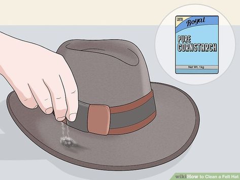 4 Ways to Clean a Felt Hat - wikiHow How To Clean A Felt Hat, Distressed Hats Diy, Felt Hat Diy, Cleaning Hats, Clothing Folding, Cleaning Wool, Cowboy Hat Crafts, Hat Cleaning, White Fedora Hat