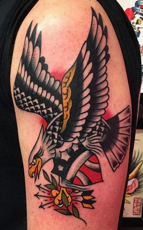 American Traditional Eagle Tattoo, American Traditional Eagle, Traditional Eagle, Traditional Eagle Tattoo, Cool Tattoo Drawings, Girl Face Tattoo, Traditional Flash, Eagle Tattoo, Vintage Americana