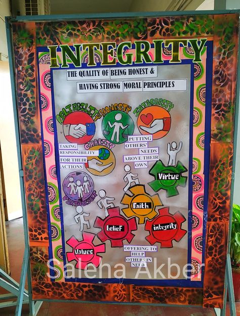 Honesty Poster Drawing, Integrity Poster Ideas, Integrity Bulletin Board Ideas, Poster Making Topics, Integrity Poster, Boyfriend Sayings, Notice Board Decoration, Academic Integrity, Assembly Ideas