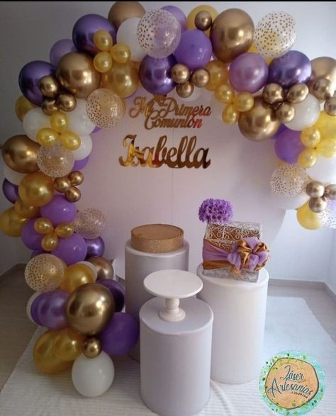 Lilac And Gold Birthday Decorations, Gold Balloons Decorations, Safari Baby Shower Boy, 30th Birthday Ideas For Women, Gold Birthday Decorations, Rapunzel Birthday Party, 60th Birthday Decorations, 10 Birthday Cake, Tangled Birthday