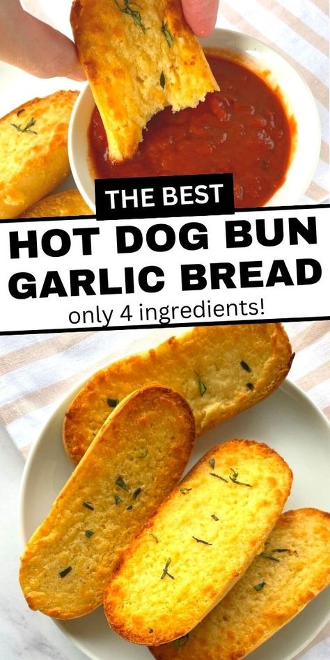 Are you wondering what to do with your leftover hot dog buns? Make them into the most delicious hot dog bun garlic bread that's the perfect side dish for your favorite pasta dishes! Includes instructions how to make air fryer hot dog bun garlic bread. Leftover Hotdogs Buns, Hot Dog Buns Leftover, Bun Garlic Bread, Extra Hot Dog Buns, Easy Hot Dog Buns, Broiled Hot Dogs, Leftover Hot Dog Buns, Toasted Hot Dog Buns, Leftover Bread Recipes