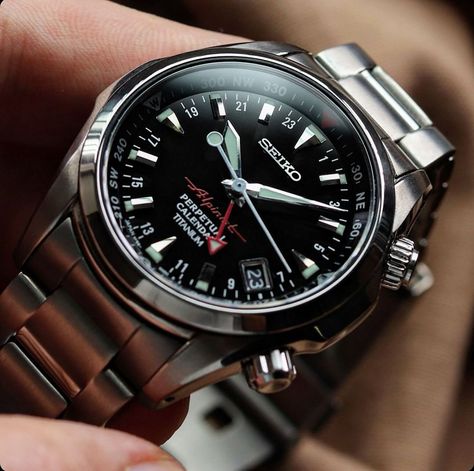 Toby Sho Takahashi | GMT Alpinist - Full lume dial This is the SBCJ021, perhaps the most overloaded Seiko Alpinist. The watch features a true GMT hand, a… | Instagram Hand Moves, Seiko Alpinist, Grand Seiko, Perpetual Calendar, The Watch, The Crown, Instagram