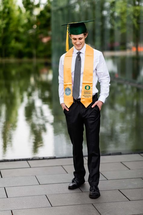 University of Oregon Graduation Pictures | Bryndle Photo Graduation Picture Outfit Ideas Men, Graduation Photoshoot Ideas For Men, Senior Guy Graduation Pictures, Grad Picture Ideas Boys, Graduation Photoshoot Men Photo Ideas, Grad Pic Ideas For Guys, College Graduation Men, Graduation Pictures Boys Male Poses, College Senior Picture Ideas For Guys