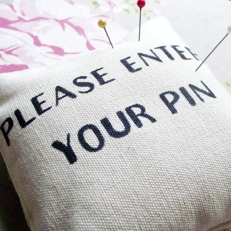 "Please enter your pin" pin cushion. Needle Cases, Needle Book, Pin Cushion, Drawing Tips, Sewing Room, Needle And Thread, Quilt Sewing, Pin Cushions, Sewing Inspiration