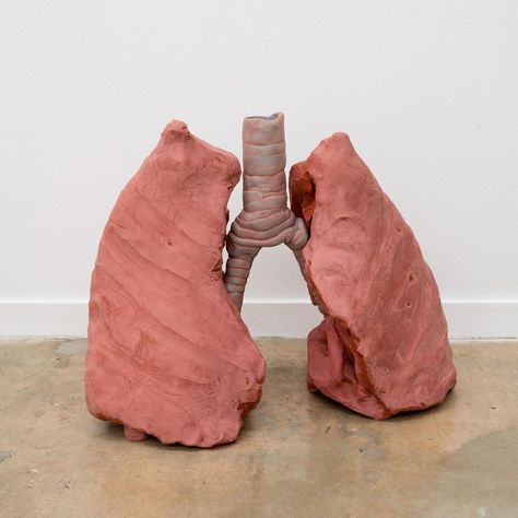 Nicolas Lobo Lipstick lungs (Daringly Nude, Naked Coral), 2018 Air dry clay, lipstick epoxy putty 11 x 14 x 9 in In “Of Purism” curated… Lungs Sculpture, Polymer Creations, Ib Art, Human Lungs, Epoxy Putty, Decor 2023, Conceptual Artist, What To Draw, Language Of Flowers