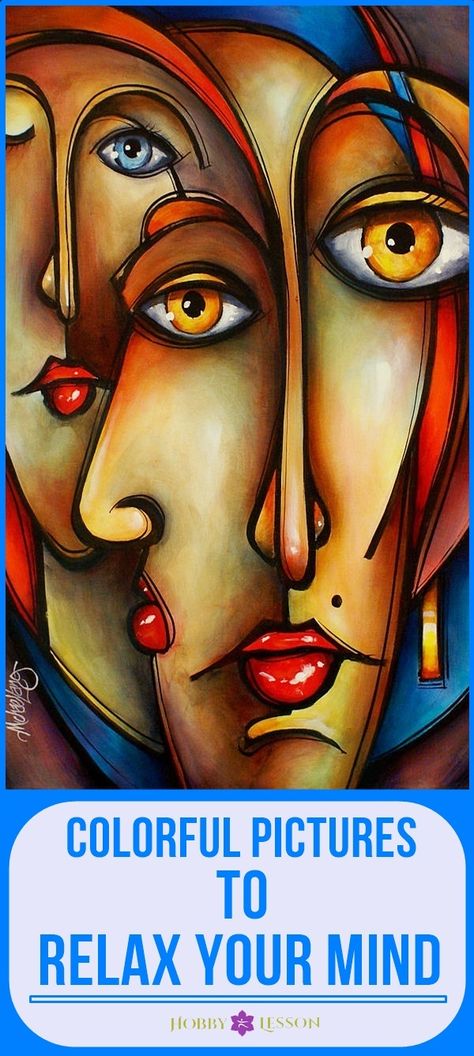 40 Colorful Pictures to Relax your Mind Michael Lang, Cubist Art, Cubism Art, Abstract Face Art, Red Art Print, Soyut Sanat Tabloları, Modern Art Paintings, Art Et Illustration, Red Art