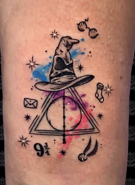 Disney Harry Potter Tattoo, Matching Tattoos Harry Potter, Ravenclaw Tattoo Ideas, Matching Harry Potter Tattoos, Ravenclaw Tattoo, Harry Potter Tattoo Unique, Tattoo Harry Potter, Always Tattoo, Watercolor Tattoo Ideas