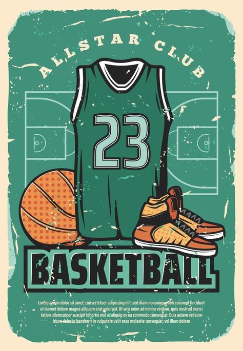 Basketball team club vector retro poster Basketball Poster Ideas, Sports Party Decorations, Sports Drawings, Basketball Posters, Sport Poster Design, Club Poster, School Clubs, Retro Sports, Sports Graphic Design