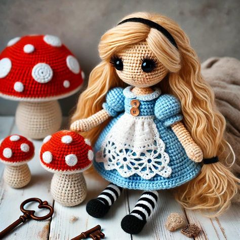 🌟 Crochet Your Own Enchanting Alice in Wonderland Amigurumi! 🌟 Dive into the whimsical world of Alice in Wonderland with this detailed crochet pattern! Perfect for intermediate crocheters, this pattern guides you step by step to create a delightful amigurumi featuring Alice, her iconic dress, a cute toadstool, and other magical elements. This handcrafted toy is perfect for collectors, gifts, or as a charming decoration. ✨ What's Included? Detailed Instructions: Step-by-step guidance for croche Crochet Alice In Wonderland, Crochet Presents, Diy Plush, Magical Elements, Diy Plush Toys, Detailed Crochet, Iconic Dresses, Amigurumi Crochet, Instant Download Etsy