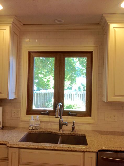 Tiles Around Window, Tile Around Kitchen Window, Tile Around Window, Kitchen Sink Window, Biscuit Color, Moms Kitchen, Above The Sink, Kitchen Window, Kitchen Projects