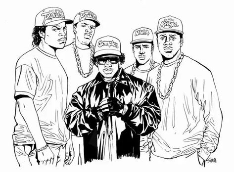 Tokyo Tribe's Inoue Draws Straight Outta Compton Cast - Imgur | Hip hop art, Hip hop artwork, Rapper art N.w.a Straight Outta Compton Wallpaper, N.w.a Straight Outta Compton, Hip Hop Tattoo, Tupac Art, Tupac Pictures, Outta Compton, Hip Hop Artwork, Straight Outta Compton, Bg Design