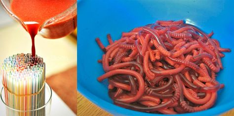 Jello worms - Imgur Jello Worms, Jelly Worms, How To Make Jello, Bricolage Halloween, Gummy Worms, Manualidades Halloween, Special Halloween, Halloween Yard, Fun Treats