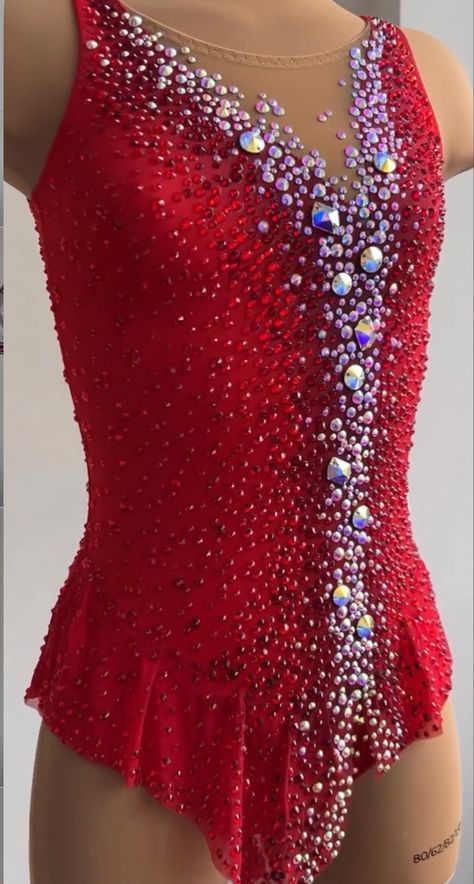 Red Dance Costumes, Acro Leotards, Gymnastics Competition Leotards, Rhythmic Gymnastics Costumes, Red Leotard, Gym Dress, Leotards Gymnastics Rhythmic, Competition Outfit, Gym Leotards