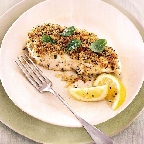 Best Halibut Recipes, Seafood Entree, Roasted Halibut, Walnut Crust, Cream Sauce Pasta, Halibut Recipes, Roast Fish, Main Course Recipes, Crust Recipe