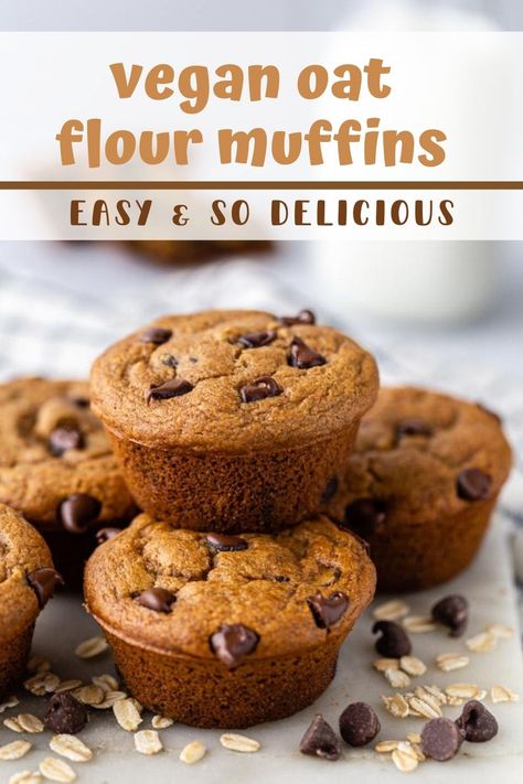 These Oat Flour Muffins are GLUTEN FREE, Vegan, and come together in just ONE big bowl. They're so fluffy and delicious! Cibi Aesthetic, Vegan Gluten Free High Protein, Oat Flour Muffins, Toddler Cookies, Gluten Free High Protein, Bread Photo, Resep Vegan, Oat Scones, Oat Flour Recipes