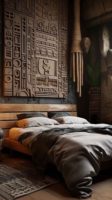 Afro Bohemian Bedroom, African Decor Bedroom, African Bedroom, Decor Ideas For Apartments, Balcony Decor Ideas, Ideas For Apartments, Afrocentric Decor, Diy Dorm, African Interior Design