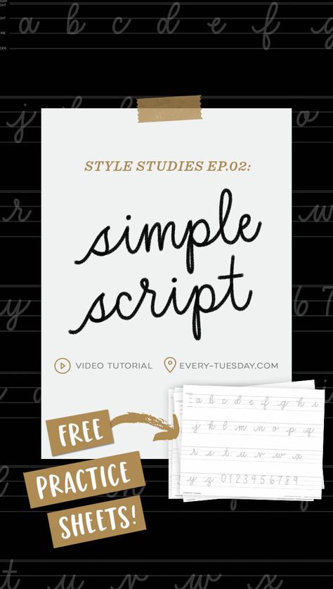 Style Studies: Learn the Simple Script Style (  free practice sheets!) | every-tuesday.com via @ teelac Script Practice Sheets, Digital Calligraphy Practice Sheets, Ipad Calligraphy Practice Sheets, Procreate Calligraphy Practice Sheets, Procreate Lettering Practice Sheets Free, Calligraphy Practice Sheets Free, Procreate Practice, Procreate Pocket, Script Handwriting