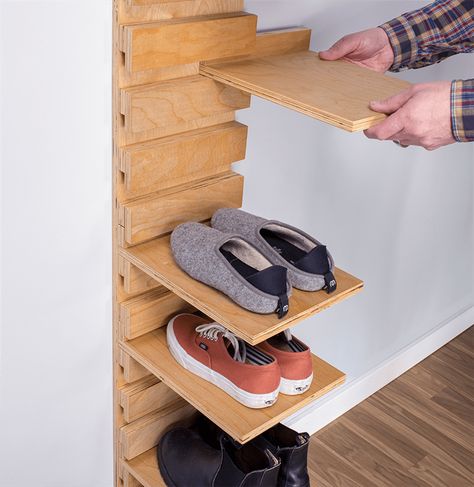 Plywood Wall Shoe Rack, Build Something Shoes Racks, Diy Shoe Rack Ideas, Room Shoe, Space Shoes, Wall Shoe Rack, Door Shoes, Shoe Storage Small Space, Minimalist Dekor, Closet Shoe