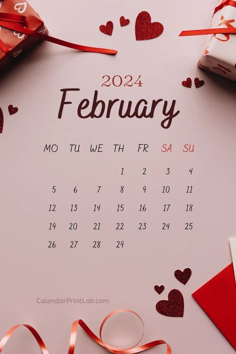 iPhone February 2024 Love Calendar Wallpaper 12 February Birthday, Calender February 2024, Valentines Calendar 2024, Calender 2024 February, Love Calendar Ideas, Wallpaper Backgrounds February, February Month Calendar 2024, Feb 2024 Calendar, February 2024 Wallpaper