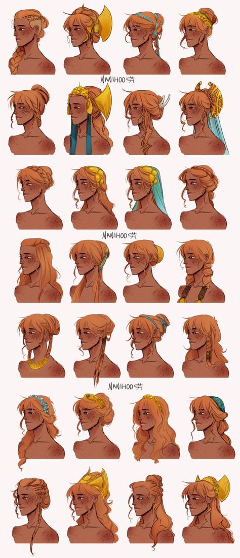 Sigyn Fanart, Asgardian Character Design, Loki X Sigyn Fanart, Loki And Sigyn Fanart, Long Fantasy Hairstyles Drawing, Viking Hair Drawing Reference, Norse Mythology Hairstyle, Nanihoo Loki And Sigyn, Elven Hairstyles Drawing