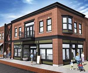 Ada First LLC has selected First Companies to construct a two-story building at 523 Ada Drive SE in the new Ada Village. Apartment Building Plans, Apartments Building, Lake Town, Downtown Buildings, Retail Architecture, Modern Apartment Decor, Sylvan Lake, Storefront Design, Trendy Apartment