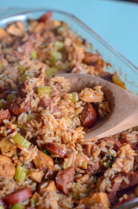 Baked Jambalaya Oven, Oven Jambalaya Recipe, Jumbalia Recipe, Authentic Creole Jambalaya Recipe, Chicken And Sausage Jambalaya Recipe, One Pot Jambalaya, Seafood Sausage, Gator Recipe, Creole Jambalaya Recipe