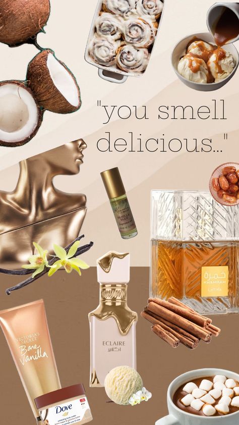 "you smell delicious" #perfume #perfumes #sweet #caramel #vanilla #eclaire #lattafa #billieeilish #barevanilla #perfumelayering #coconut #khamrah #cinnamon Delicious Perfume, Caramel Skin, Vanilla Smell, Simple Makeup Tips, Sweet Perfume, Diy Perfume, Vanilla Perfume, Perfume Collection Fragrance, Girly Phone Cases