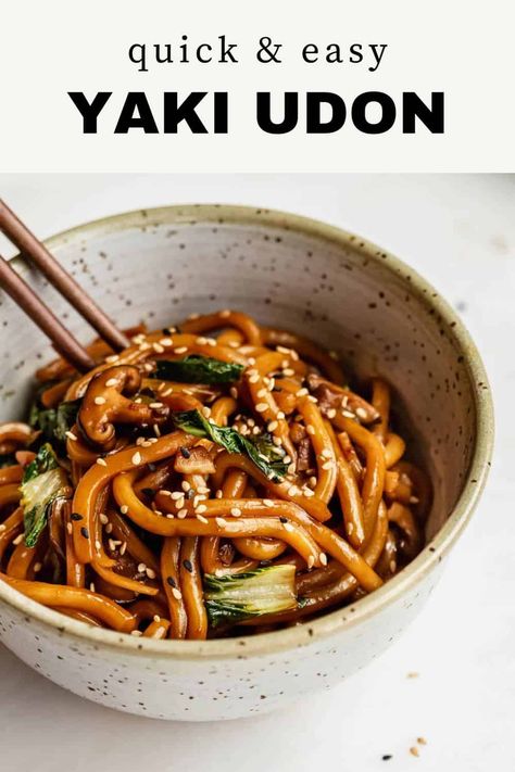 This Yaki Udon recipe is delicious and can be made in just 15-minutes when you need an easy weeknight dinner on the table fast. You’ll love how simple it is to make these udon noodles right at home and the Yaki Udon Noodle sauce is packed with flavor. Add this to your easy weeknight meal recipe rotation and feel free to customize your udon noddles by adding your favorite vegetables. Noddle Recipes, Noodle Sauce, Udon Noodles Recipe, Udon Recipe, Yaki Udon, Resep Pasta, Udon Noodle, Udon Noodles, Stir Fry Recipes