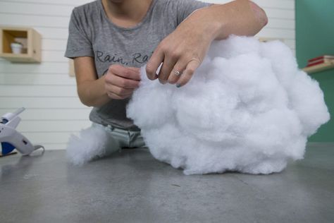 Make your own DIY LED interactive cloud light. Light Brite, Diy Cloud Light, Cloud Lamp Diy, Species Ideas, Cloud Lantern, Hanging Clouds, Led Lamp Diy, Cloud Light, Cloud Decoration