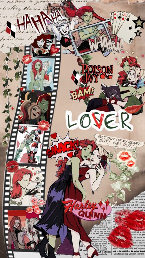 little cutie baes #harlivy #harleyquinn #poisonivy Posin Ivy X Harley Quinn, Harley X Ivy Wallpaper, Harley Quinn Poison Ivy Wallpaper, Harlivy Aesthetic, Ivy And Harley, Harlivy Wallpaper, Harley Quinn Wallpaper Aesthetic, Harlivy Fanart, Harley And Ivy