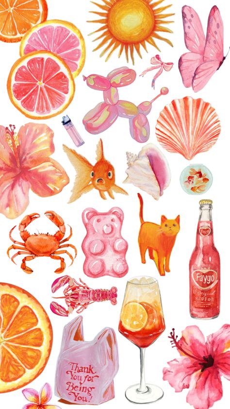 Pictures For Collage Art, Peach Art Aesthetic, Iphone Wallpaper Organization, Peach Collage, Summer Beach Wallpaper, Cute Summer Wallpapers, Snapchat Stickers, Print Journal, Peach Art