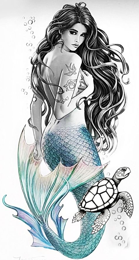 Mermaid Sleeve Tattoos, Beautiful Spine Tattoos, Amazing 3d Tattoos, Mermaid Tattoo Designs, Spine Tattoo Ideas, Mermaid Artwork, Whatsapp Wallpaper Cute, Disney Princess Artwork, Mermaid Wall Art