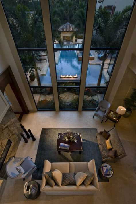 Floor to ceiling windows give the illusion of expanded living space. Casa Exterior, Floor To Ceiling Windows, Style At Home, A Living Room, Home Fashion, Luxury Living Room, 인테리어 디자인, Luxury Interior, My Dream Home