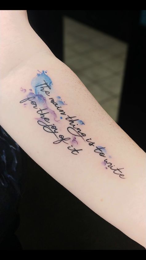 Watercolor Script Tattoo, Soundwave Tattoo, Sunshine Tattoos, Watercolor Tattoo Words, Partner Tattoo, Partner Tattoos, Watercolor Text, Sunshine Tattoo, Strong Tattoos