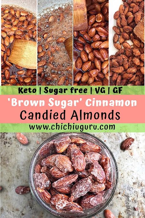 Sugar free Candied Almonds - Low Carb Health Club Low Carb Candied Almonds, Toffee Almonds Recipe, Keto Candied Almonds, Keto Almonds, Candied Almonds Recipe, Almonds Recipe, Scd Recipes, Cinnamon Candy, Candied Almonds