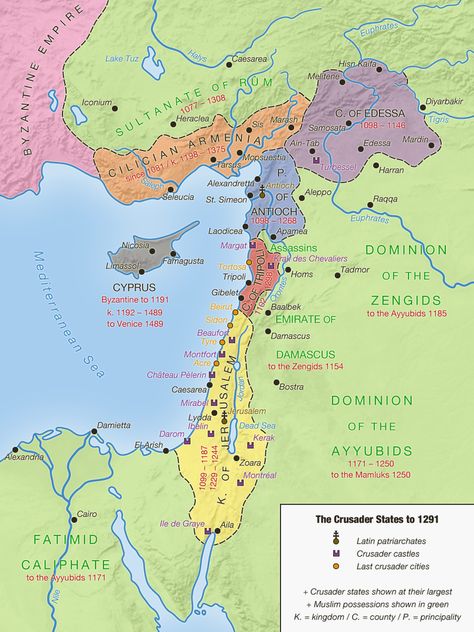 The Crusader States to 1291 by Undevicesimus on DeviantArt Crusader States, Ancient History Archaeology, Bible Mapping, Ancient Maps, Old World Maps, Medieval Knight, Medieval History, Historical Maps, Crusades