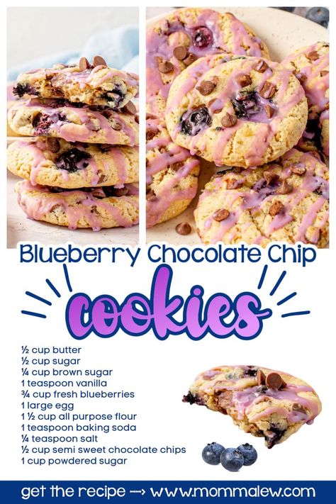 Chocolate Blueberry Cookies, Blueberry Chocolate Chip Cookies, Blueberry White Chocolate Chip Cookies, Blueberry Biscuits, Mom Breakfast, Blueberry Chocolate, Blueberry Cookies, Quick Treats, White Chocolate Chip Cookies