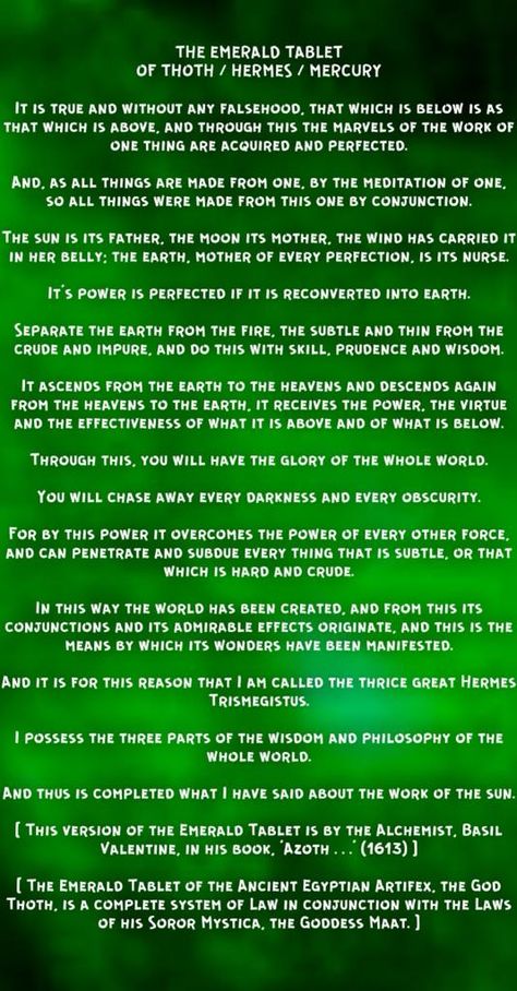 THE EMERALD TABLET Thoth Emerald Tablets, The Emerald Tablets Of Thoth, Emerald Tablets Of Thoth Quotes, The Emerald Tablet, Emerald Tablets Of Thoth, Spiritual Awakening Higher Consciousness, Kemetic Spirituality, Egiptul Antic, Ancient History Facts