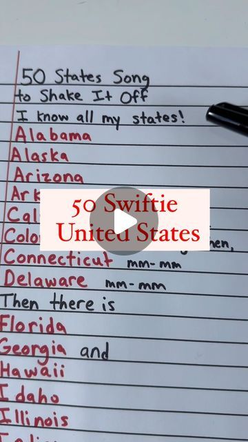 The States Song, 50 States Song, States Song, Taylor Swift Swiftie, Taylor Swift Singing, Florida Georgia, Shake It, Shake It Off, 50 States